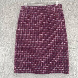 Le Suit Skirt Womens 12 Burgundy Multi Tweed A Line Below The Knee Office Career